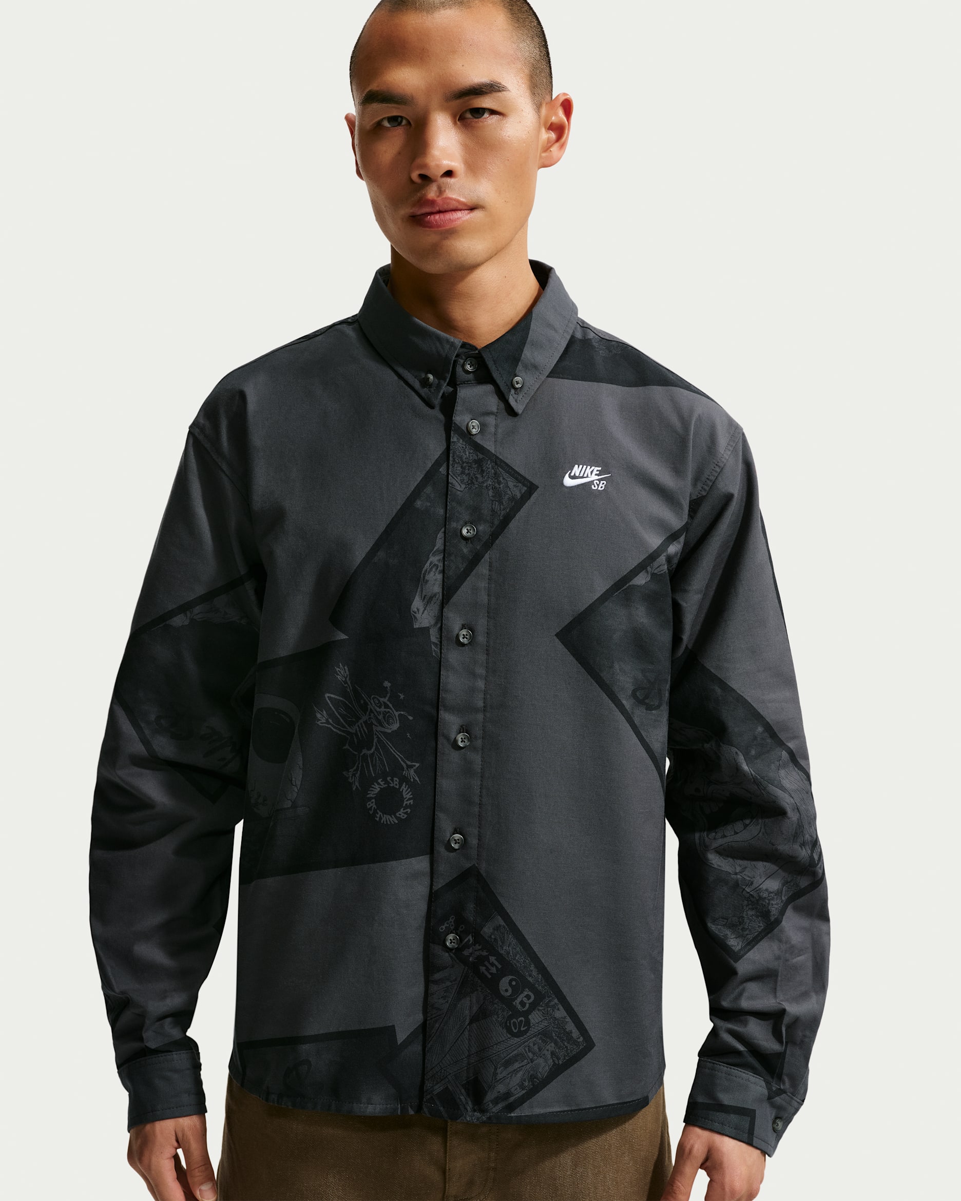 Nike SB Men's Long-Sleeve Button-Up Skate Top. Nike ID